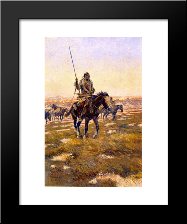 The Hunting Party [No. 3] 20x24 Black Modern Wood Framed Art Print Poster by Russell, Charles M.