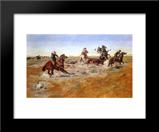 The Judith Basin Roundup 20x24 Black Modern Wood Framed Art Print Poster by Russell, Charles M.