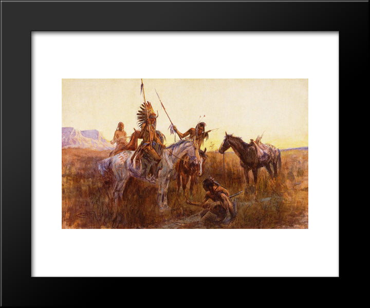 The Lost Trail 20x24 Black Modern Wood Framed Art Print Poster by Russell, Charles M.