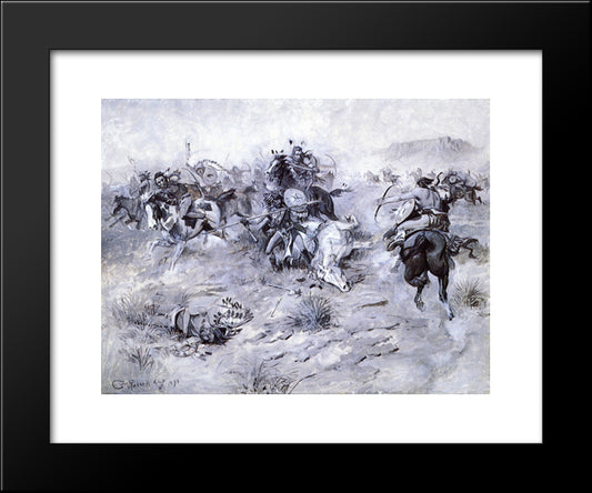 The Making Of A Warrior 20x24 Black Modern Wood Framed Art Print Poster by Russell, Charles M.