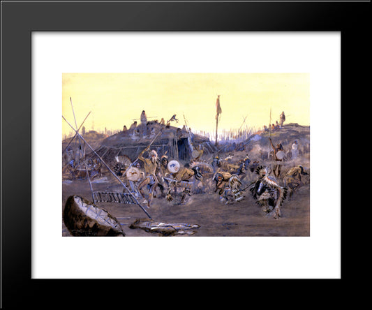 The Mandan Dance 20x24 Black Modern Wood Framed Art Print Poster by Russell, Charles M.