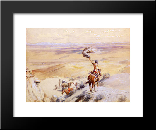 The Signal 20x24 Black Modern Wood Framed Art Print Poster by Russell, Charles M.