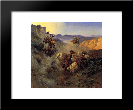 The Slick Ear 20x24 Black Modern Wood Framed Art Print Poster by Russell, Charles M.