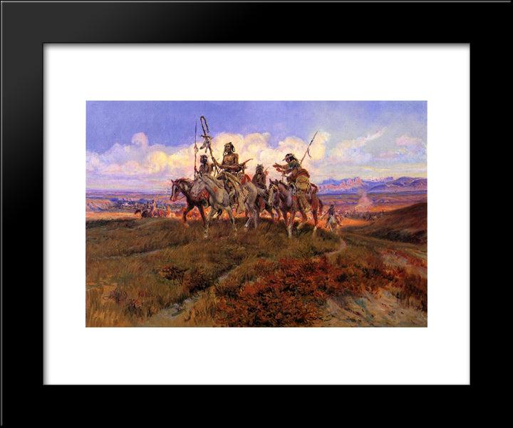 The Wolfmen 20x24 Black Modern Wood Framed Art Print Poster by Russell, Charles M.