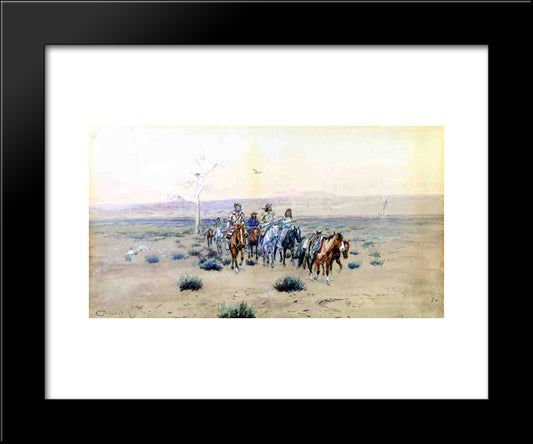Trappers Crossing The Prarie 20x24 Black Modern Wood Framed Art Print Poster by Russell, Charles M.