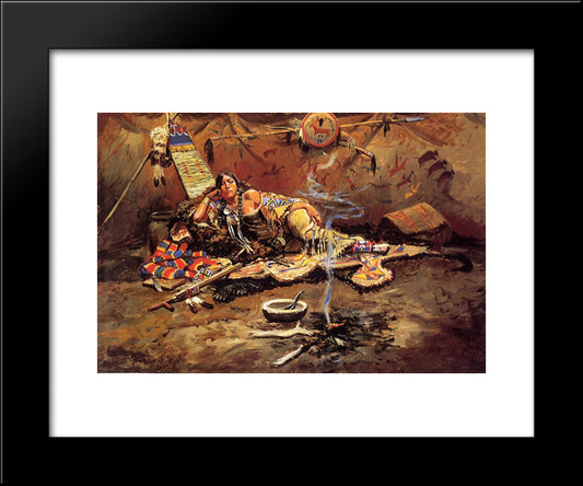 Waiting And Mad 20x24 Black Modern Wood Framed Art Print Poster by Russell, Charles M.