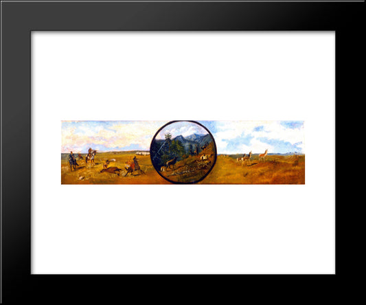 Western Scene 20x24 Black Modern Wood Framed Art Print Poster by Russell, Charles M.