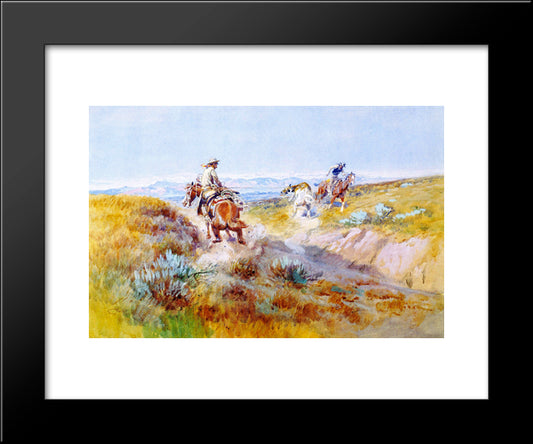 When Cows Were Wild 20x24 Black Modern Wood Framed Art Print Poster by Russell, Charles M.