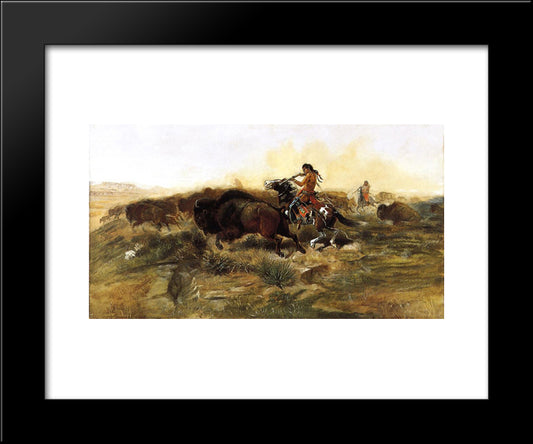 Wild Meat For Wild Men 20x24 Black Modern Wood Framed Art Print Poster by Russell, Charles M.