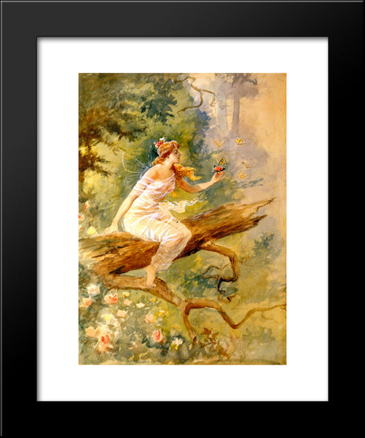 Wood Nymph 20x24 Black Modern Wood Framed Art Print Poster by Russell, Charles M.