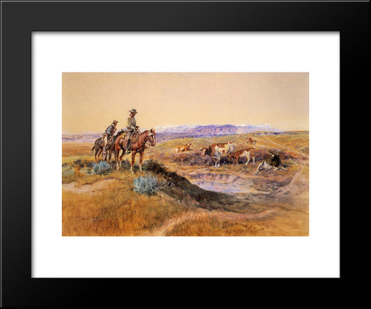 Worked Over 20x24 Black Modern Wood Framed Art Print Poster by Russell, Charles M.