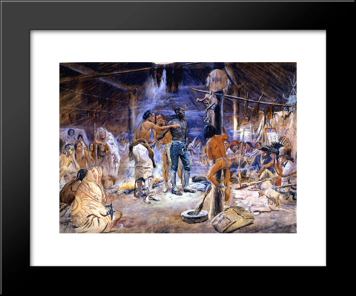 York 20x24 Black Modern Wood Framed Art Print Poster by Russell, Charles M.