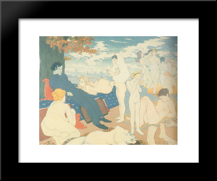 The Dawn Of Of The Dream, Or Les Fleurs Du Mal 20x24 Black Modern Wood Framed Art Print Poster by Maurin, Charles