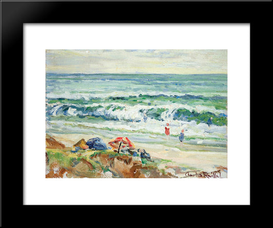 Beach At Del Mar 20x24 Black Modern Wood Framed Art Print Poster by Reiffel, Charles
