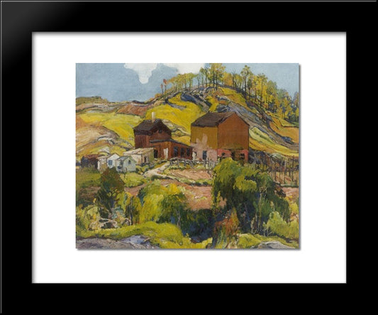 Hilly Landscape With Houses 20x24 Black Modern Wood Framed Art Print Poster by Reiffel, Charles