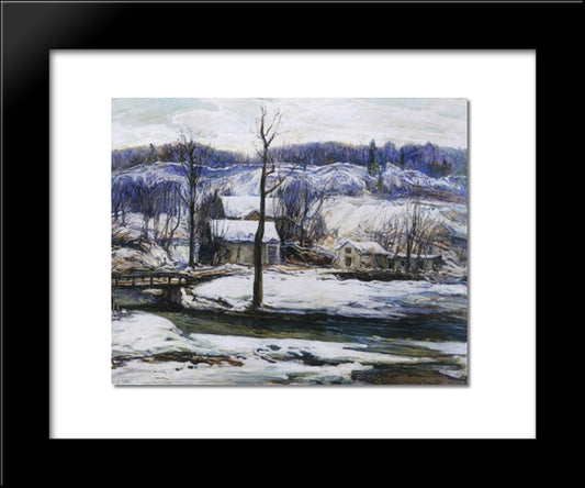 The Mill In Winter 20x24 Black Modern Wood Framed Art Print Poster by Reiffel, Charles