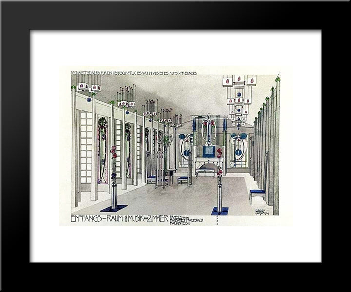 Music Room 20x24 Black Modern Wood Framed Art Print Poster by Mackintosh, Charles Rennie