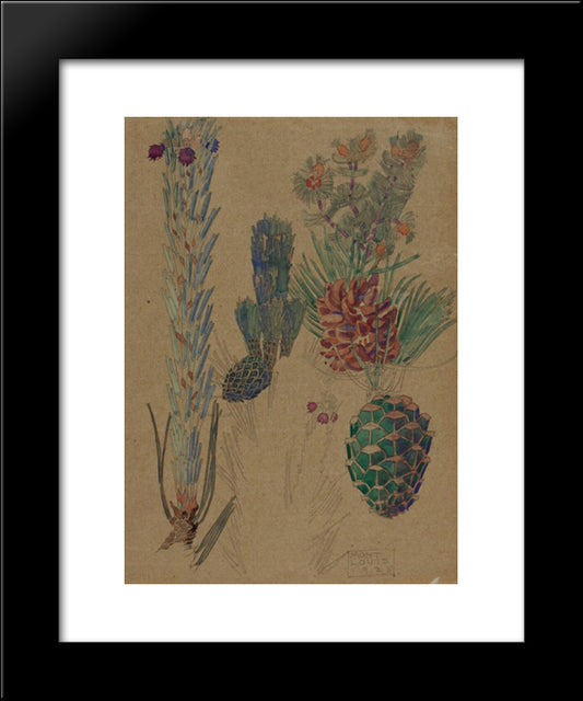 Pine Cones 20x24 Black Modern Wood Framed Art Print Poster by Mackintosh, Charles Rennie