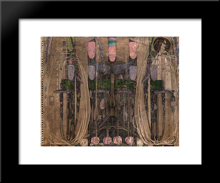 Wall Panel For The Dug-Out (Willow Tea Rooms, Glasgow) - Left 20x24 Black Modern Wood Framed Art Print Poster by Mackintosh, Charles Rennie