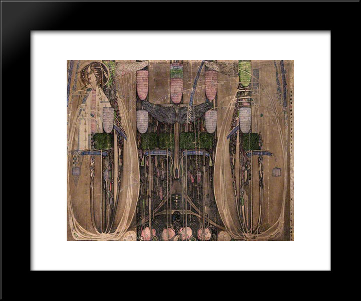 Wall Panel For The Dug-Out (Willow Tea Rooms, Glasgow) - Right 20x24 Black Modern Wood Framed Art Print Poster by Mackintosh, Charles Rennie