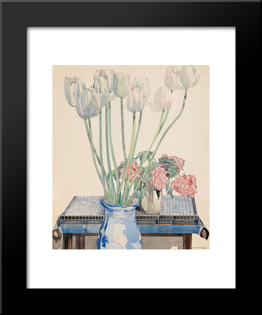 White Tulips 20x24 Black Modern Wood Framed Art Print Poster by Mackintosh, Charles Rennie