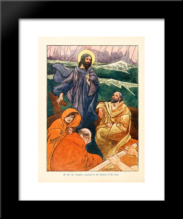 At This The Disciples Crouched In The Bottom Of The Boat 20x24 Black Modern Wood Framed Art Print Poster by Robinson, Charles