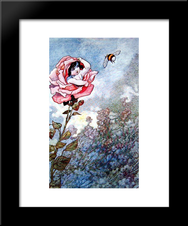 Child Hiding In Rose 20x24 Black Modern Wood Framed Art Print Poster by Robinson, Charles