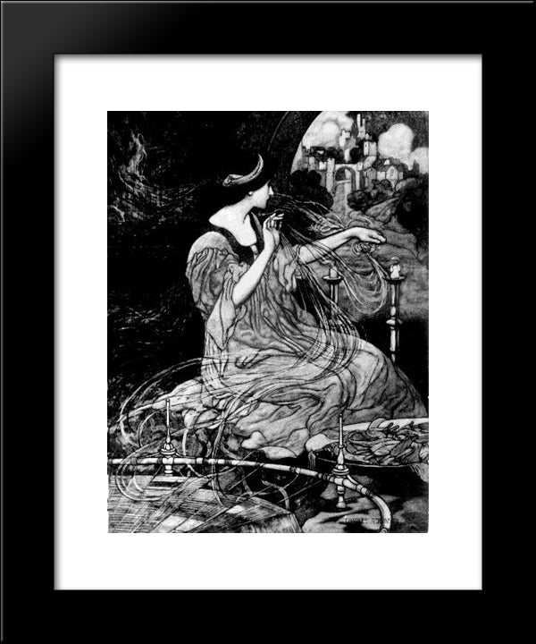 The Lady Of Shalott 20x24 Black Modern Wood Framed Art Print Poster by Robinson, Charles