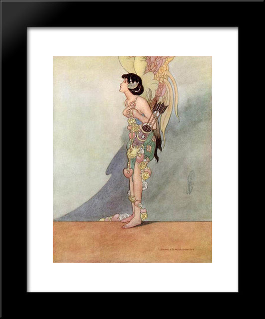 The Nightingale And The Rose 20x24 Black Modern Wood Framed Art Print Poster by Robinson, Charles
