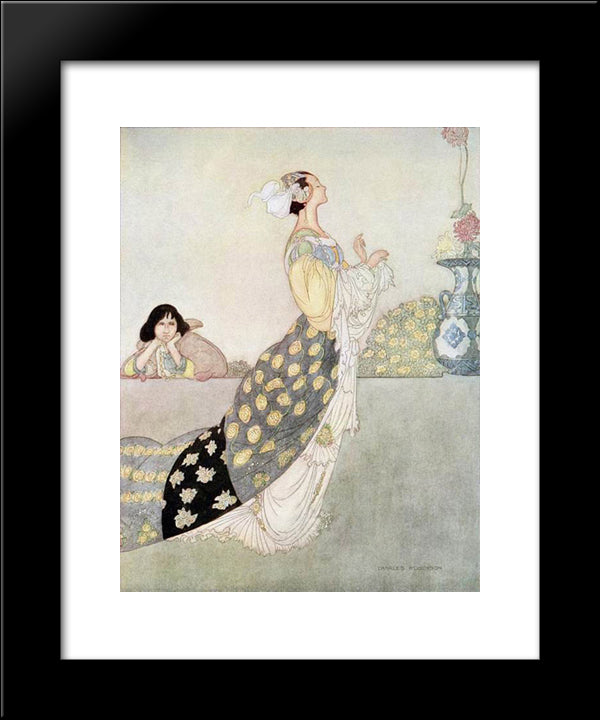 The Nightingale And The Rose 20x24 Black Modern Wood Framed Art Print Poster by Robinson, Charles