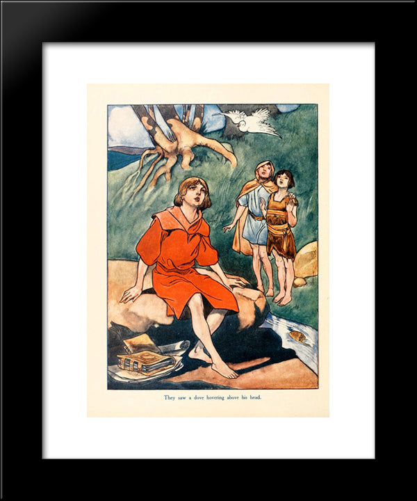 They Saw A Dove Hoverind Above His Head 20x24 Black Modern Wood Framed Art Print Poster by Robinson, Charles