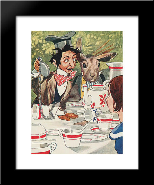 What Day Of The Month Is It - He Said Turning To Alice 20x24 Black Modern Wood Framed Art Print Poster by Robinson, Charles
