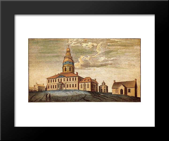 A Front View Of Statehouse At Annapolis 20x24 Black Modern Wood Framed Art Print Poster by Peale, Charles Willson