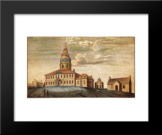 A Front View Of Statehouse At Annapolis 20x24 Black Modern Wood Framed Art Print Poster by Peale, Charles Willson