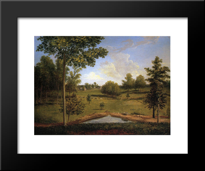 Landscape Looking Towards Sellers Hall From Mill Bank 20x24 Black Modern Wood Framed Art Print Poster by Peale, Charles Willson