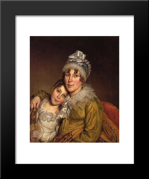 Mother Caressing Her Convalescant Daughter 20x24 Black Modern Wood Framed Art Print Poster by Peale, Charles Willson