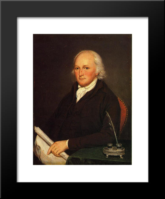 Portrait Of Edmund Physick 20x24 Black Modern Wood Framed Art Print Poster by Peale, Charles Willson