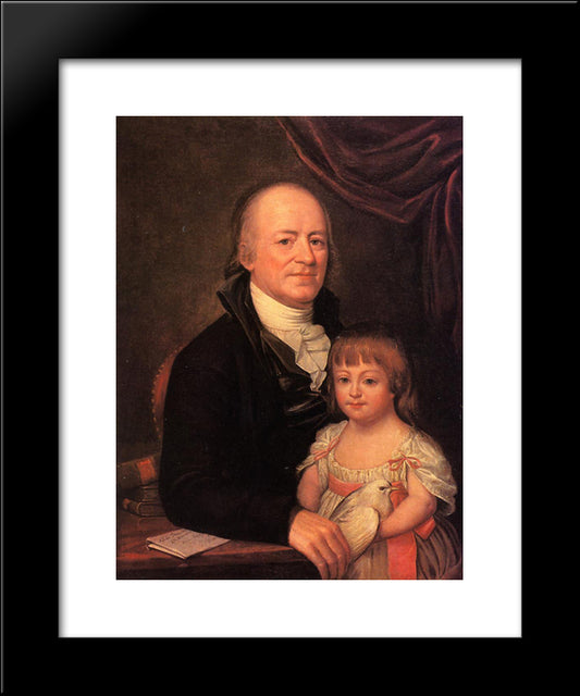 Thomas Elliott And His Granddaughter Deborah Hibernia 20x24 Black Modern Wood Framed Art Print Poster by Peale, Charles Willson