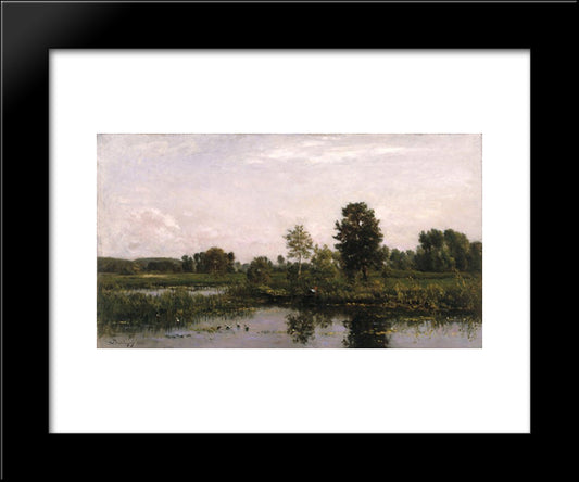 A Bend In The River Oise 20x24 Black Modern Wood Framed Art Print Poster by Daubigny, Charles Francois