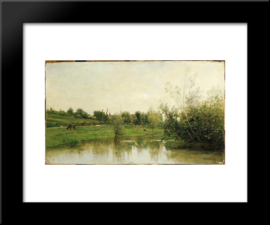 A Corner Of Normandy 20x24 Black Modern Wood Framed Art Print Poster by Daubigny, Charles Francois
