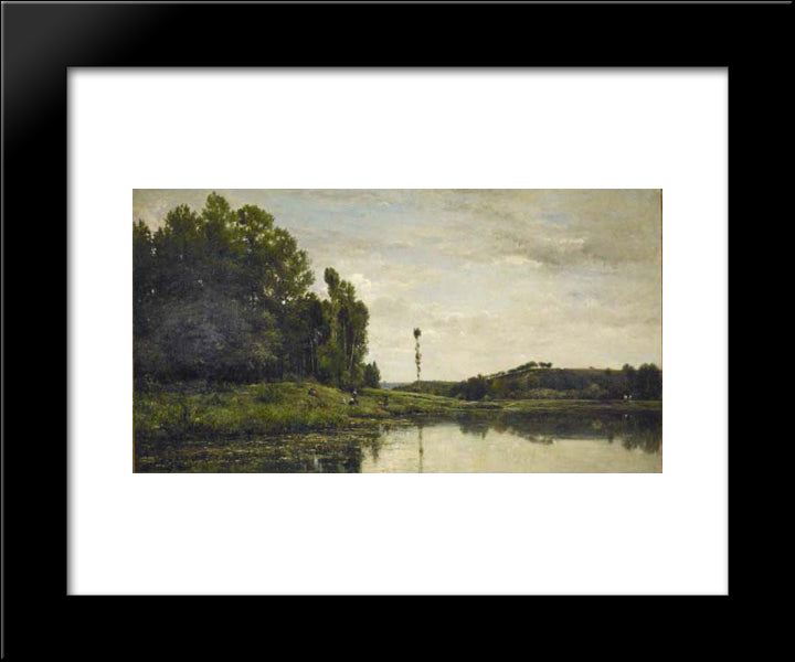 Banks Of The Oise 20x24 Black Modern Wood Framed Art Print Poster by Daubigny, Charles Francois
