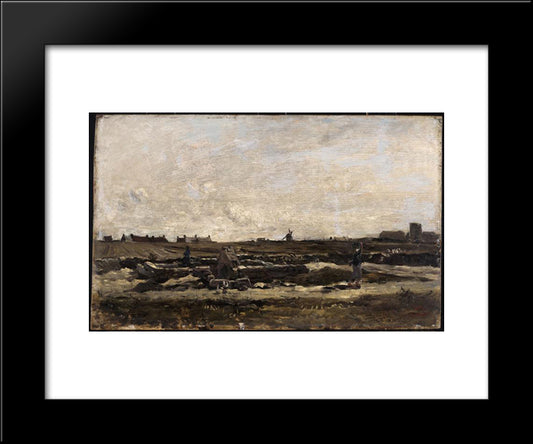 Kerity View Fountain 20x24 Black Modern Wood Framed Art Print Poster by Daubigny, Charles Francois