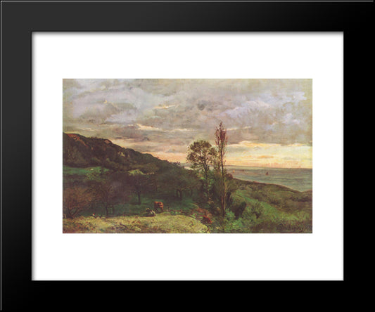 Landscape Near Villerville 20x24 Black Modern Wood Framed Art Print Poster by Daubigny, Charles Francois
