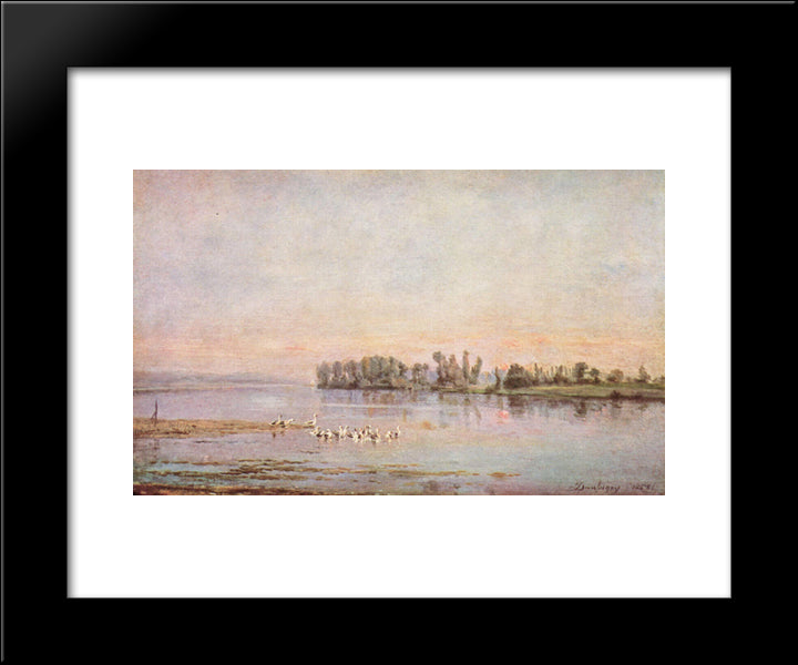 Morning 20x24 Black Modern Wood Framed Art Print Poster by Daubigny, Charles Francois