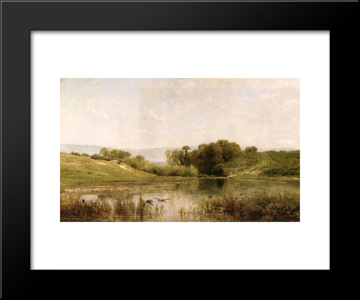 Pond Gijlieu 20x24 Black Modern Wood Framed Art Print Poster by Daubigny, Charles Francois