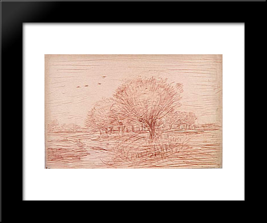 River Landscape Creek Crossing A Wooded Meadow 20x24 Black Modern Wood Framed Art Print Poster by Daubigny, Charles Francois