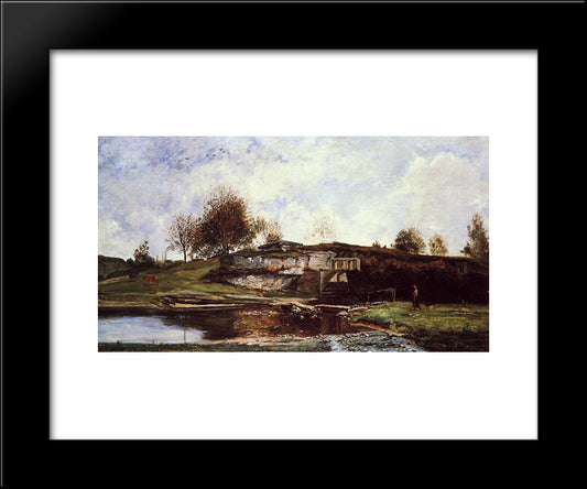 Sluice In The Optevoz Valley 20x24 Black Modern Wood Framed Art Print Poster by Daubigny, Charles Francois
