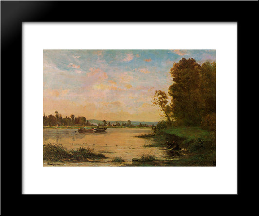 Summer Morning On The Oise 20x24 Black Modern Wood Framed Art Print Poster by Daubigny, Charles Francois