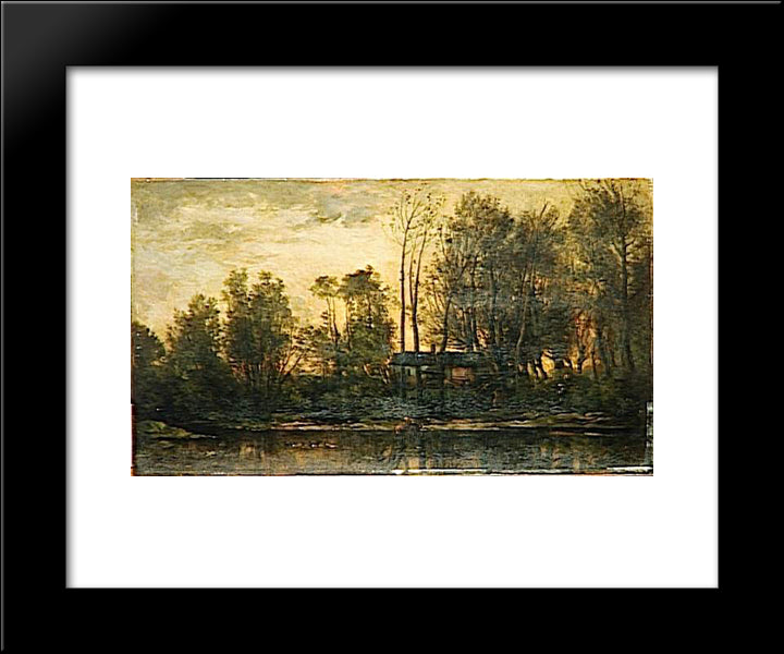 Sunset, Lower Meudon 20x24 Black Modern Wood Framed Art Print Poster by Daubigny, Charles Francois