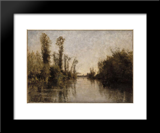 The Banks Of Seine 20x24 Black Modern Wood Framed Art Print Poster by Daubigny, Charles Francois